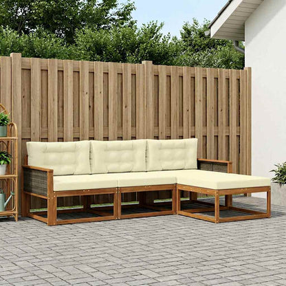 Set di divani da esterno con cuscino 4 pcs Naturale e Crema | homemem39