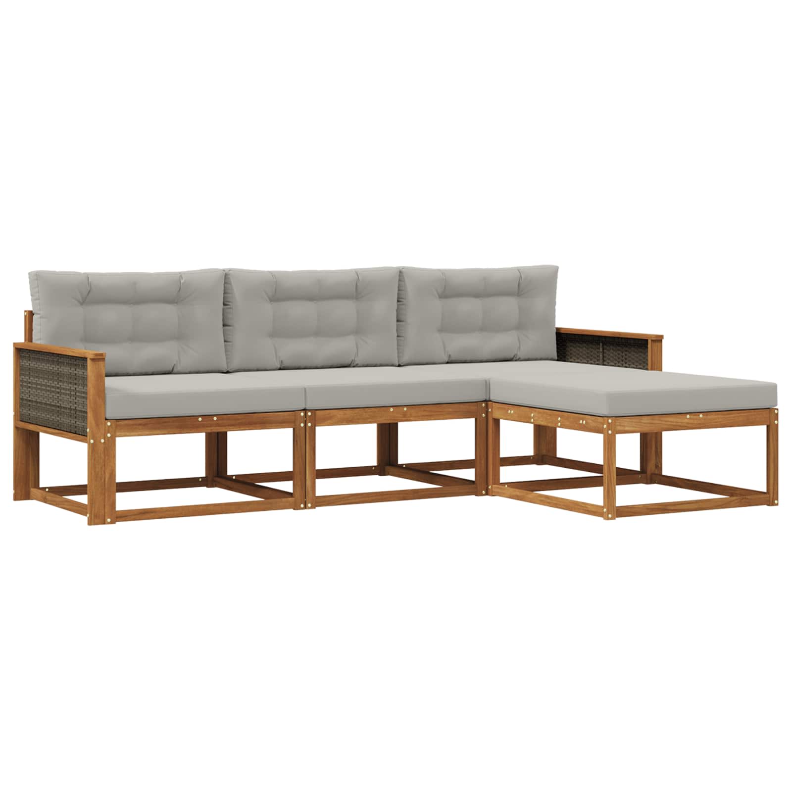 Set di divani da esterno 4 pcs Naturale e Grigio chiaro | homemem39
