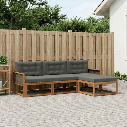 Set di divani da esterno con cuscino 4 pcs Naturale e Antracite | homemem39
