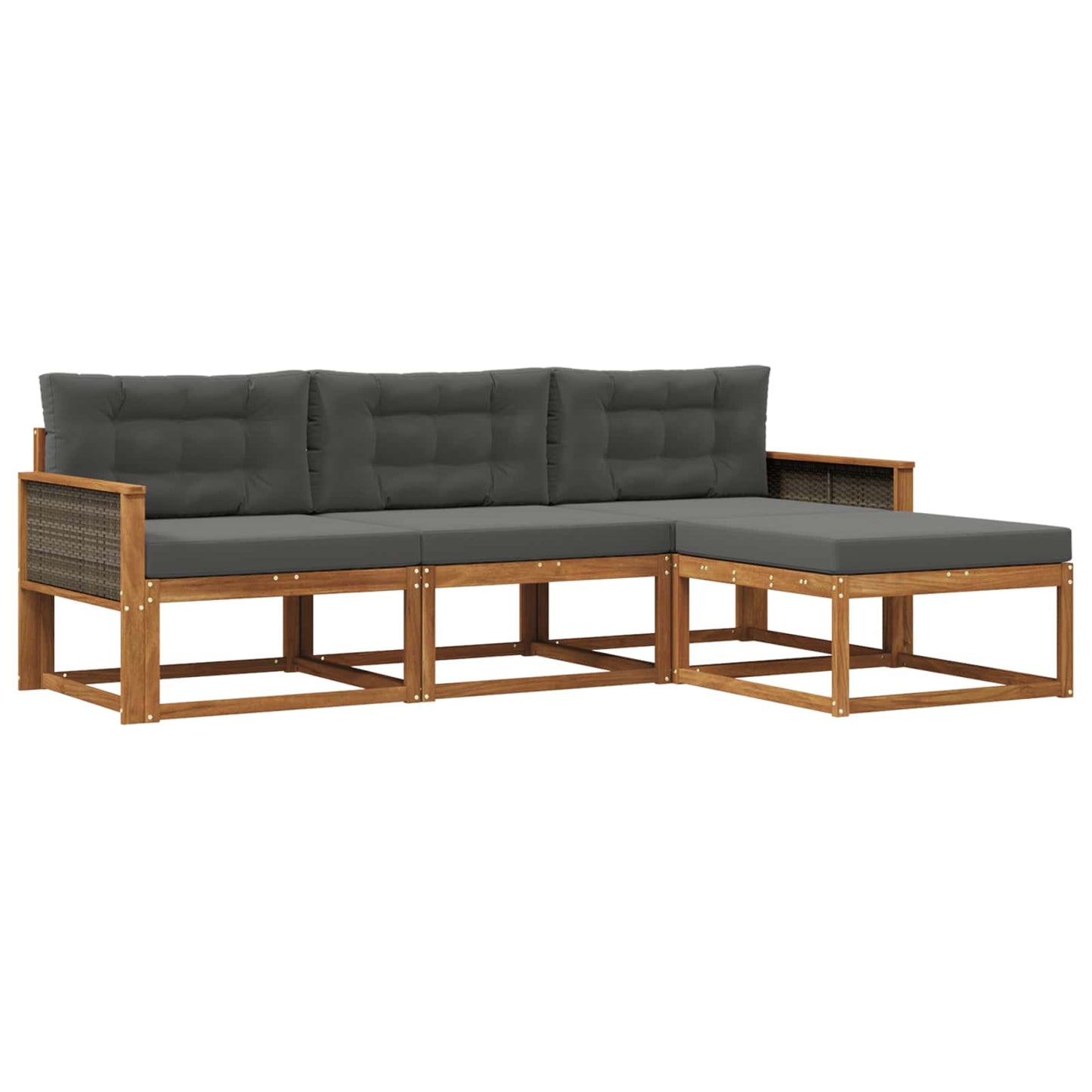 Set di divani da esterno con cuscino 4 pcs Naturale e Antracite | homemem39
