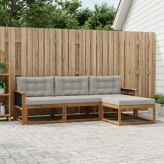 Set di divani da esterno 4 pcs Naturale e Grigio chiaro