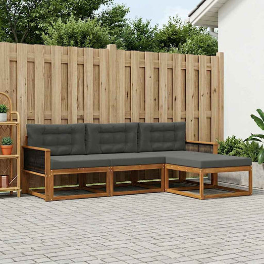 Set di divani da esterno con cuscino 4 pcs Naturale e Antracite