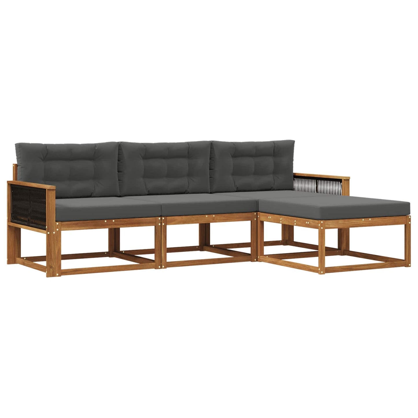 Set di divani da esterno con cuscino 4 pcs Naturale e Antracite