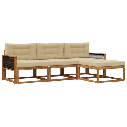 Set di divani da esterno con cuscino 4 pcs Naturale e Beige | homemem39