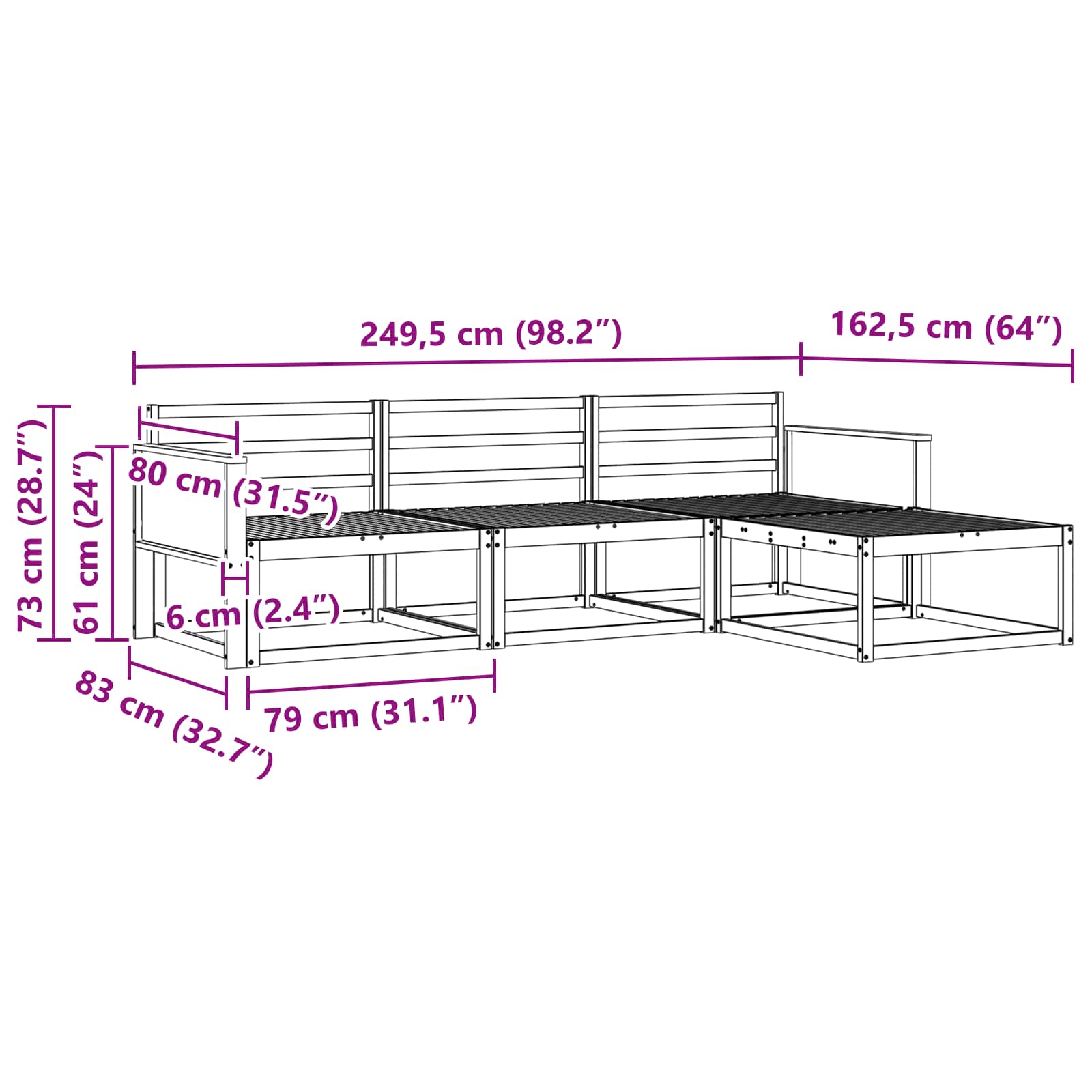 Set di divani da esterno 4 pcs Naturale | homemem39