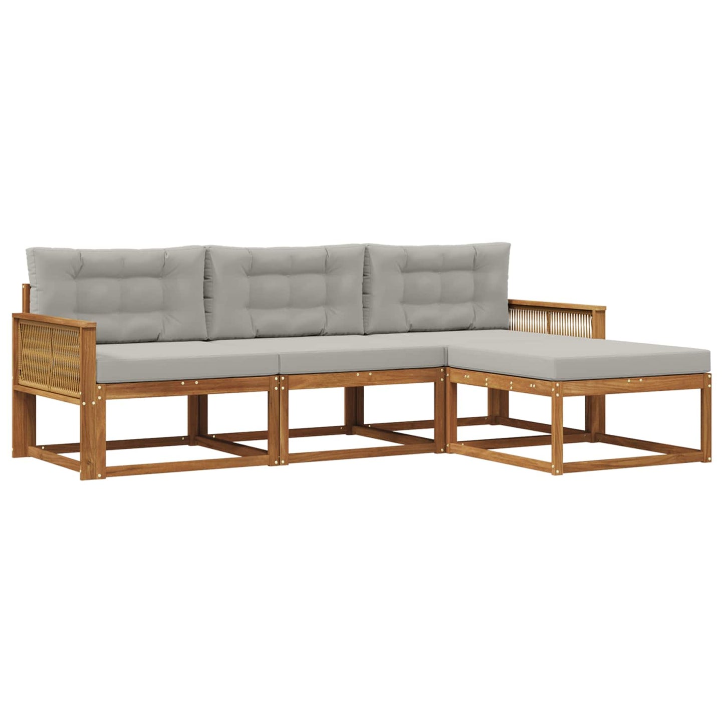 Set di divani da esterno 4 pcs Naturale e Grigio chiaro