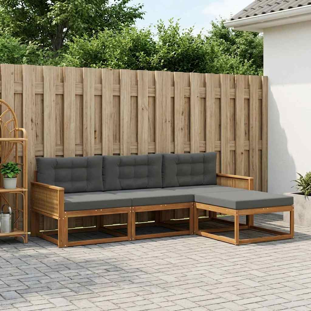 Set di divani da esterno con cuscino 4 pcs Naturale e Antracite