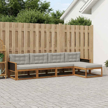 Set di divani da esterno 5 pcs Naturale e Grigio chiaro | homemem39
