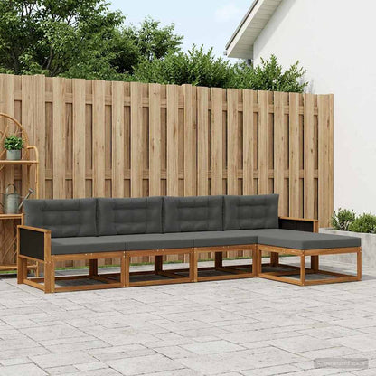 Set di divani da esterno con cuscino 5 pcs Naturale e Antracite | homemem39