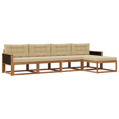 Set di divani da esterno con cuscino 5 pcs Naturale e Beige | homemem39
