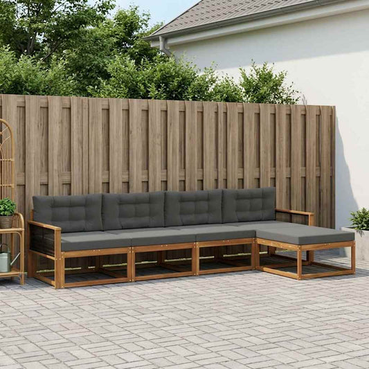 Set di divani da esterno con cuscino 5 pcs Naturale e Antracite | homemem39