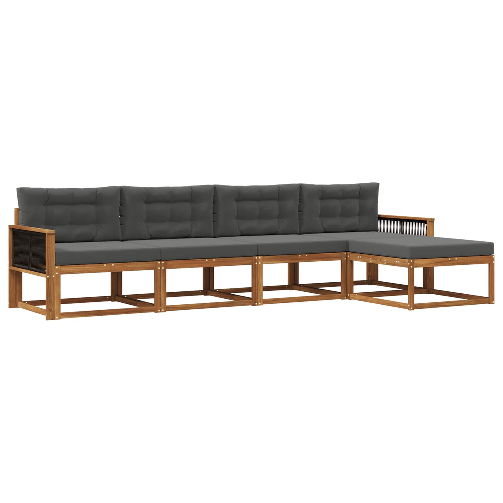 Set di divani da esterno con cuscino 5 pcs Naturale e Antracite | homemem39