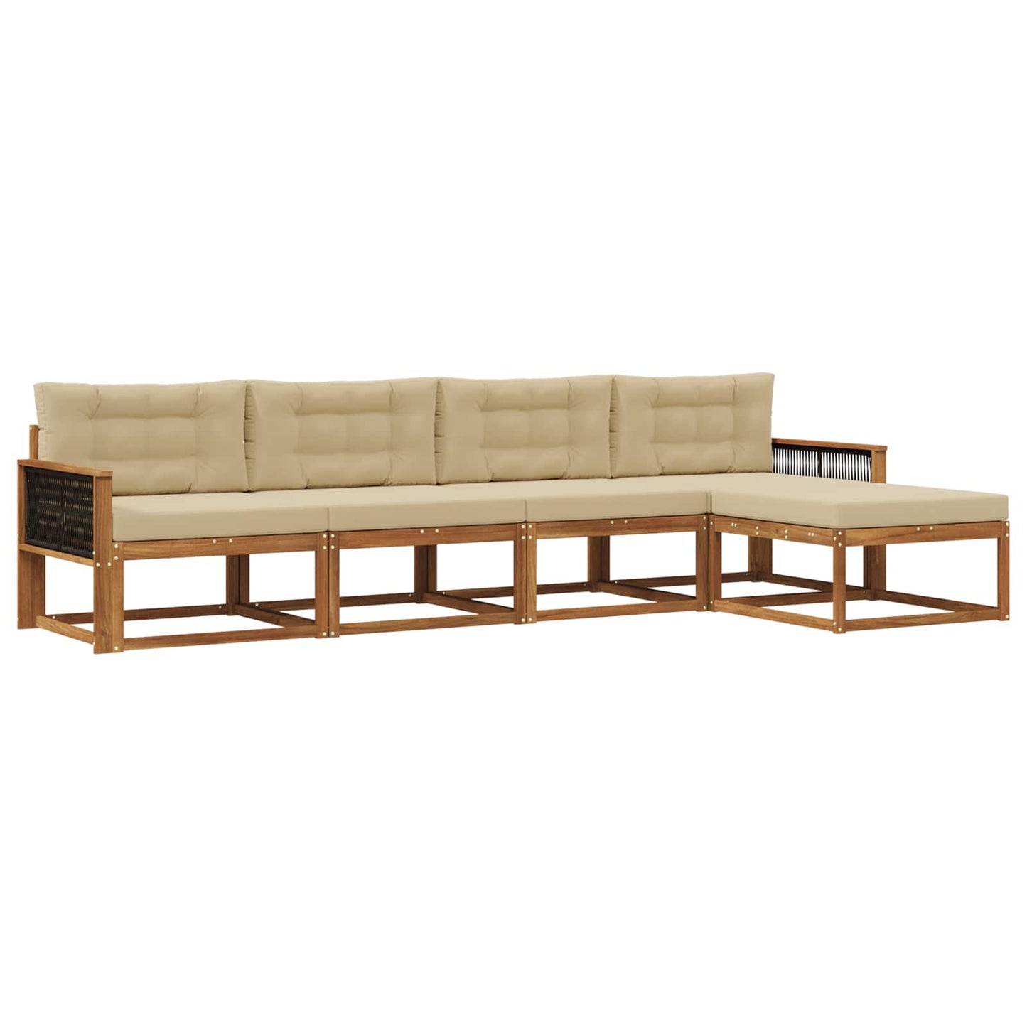 Set di divani da esterno con cuscino 5 pcs Naturale e Beige | homemem39