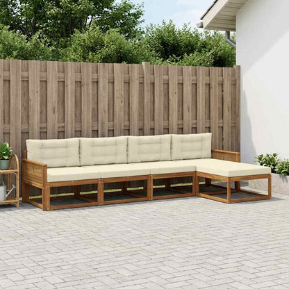 Set di divani da esterno con cuscino 5 pcs Naturale e Crema | homemem39