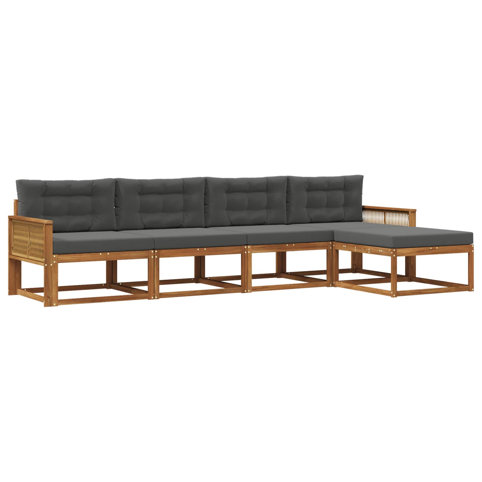 Set di divani da esterno con cuscino 5 pcs Naturale e Antracite | homemem39