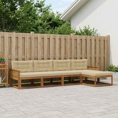 Set di divani da esterno con cuscino 5 pcs Naturale e Beige | homemem39