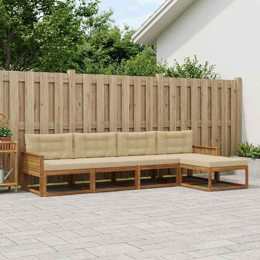 Set di divani da esterno con cuscino 5 pcs Naturale e Beige | homemem39