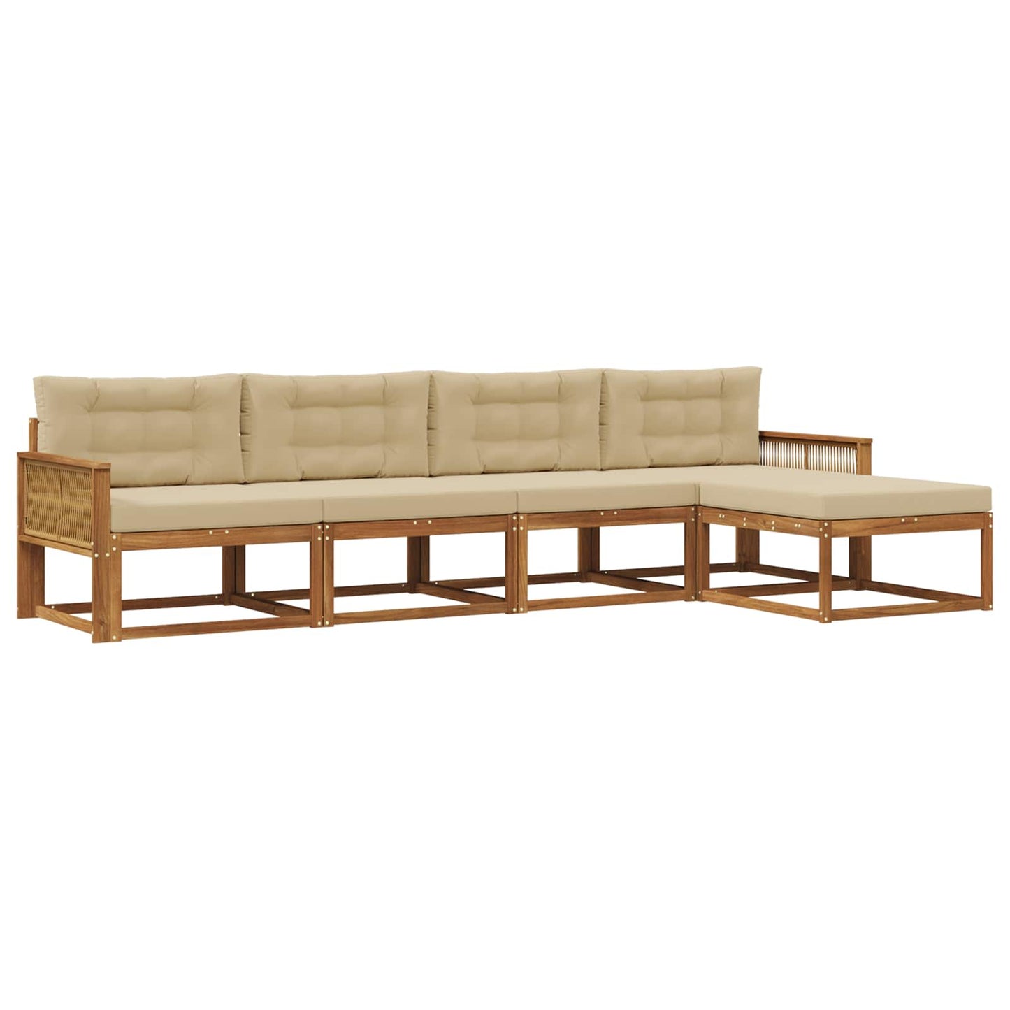 Set di divani da esterno con cuscino 5 pcs Naturale e Beige | homemem39