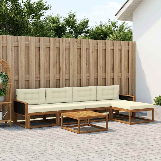 Set di divani da esterno con cuscino 6 pcs Naturale e Crema | homemem39