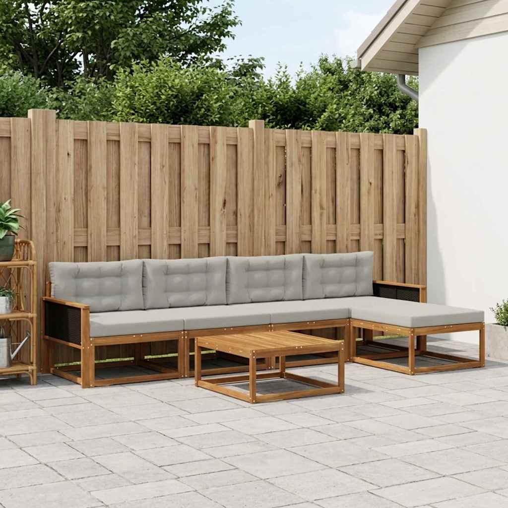 Set di divani da esterno 6 pcs Naturale e Grigio chiaro | homemem39