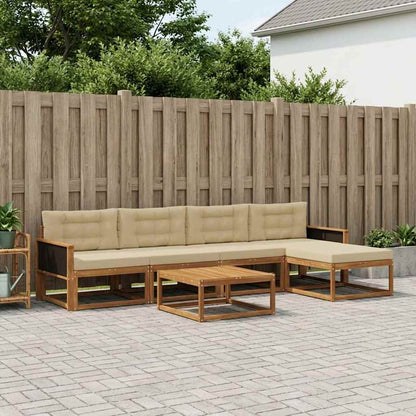 Set di divani da esterno con cuscino 6 pcs Naturale e Beige | homemem39