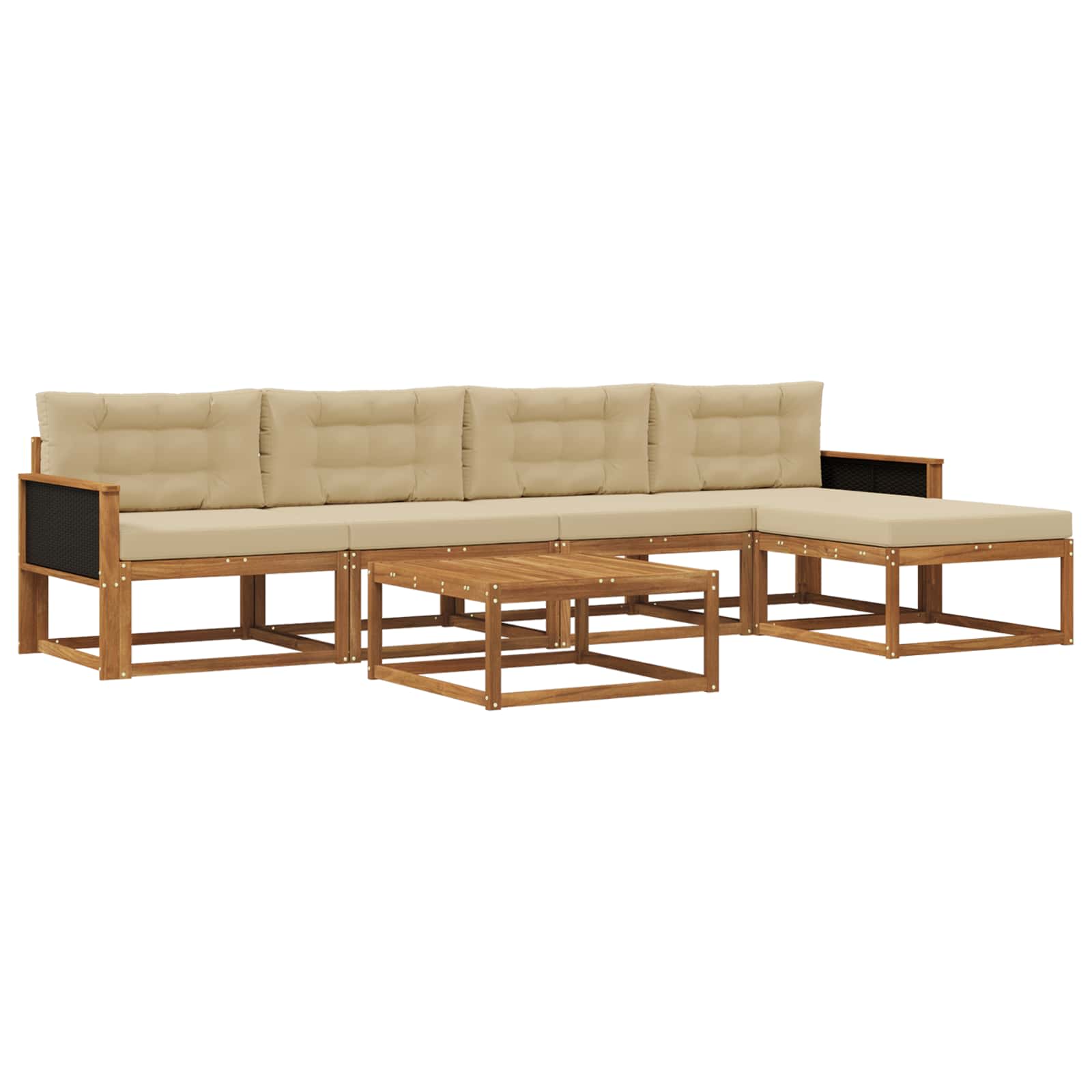 Set di divani da esterno con cuscino 6 pcs Naturale e Beige | homemem39