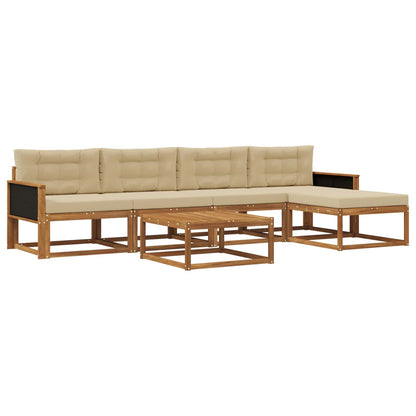 Set di divani da esterno con cuscino 6 pcs Naturale e Beige | homemem39
