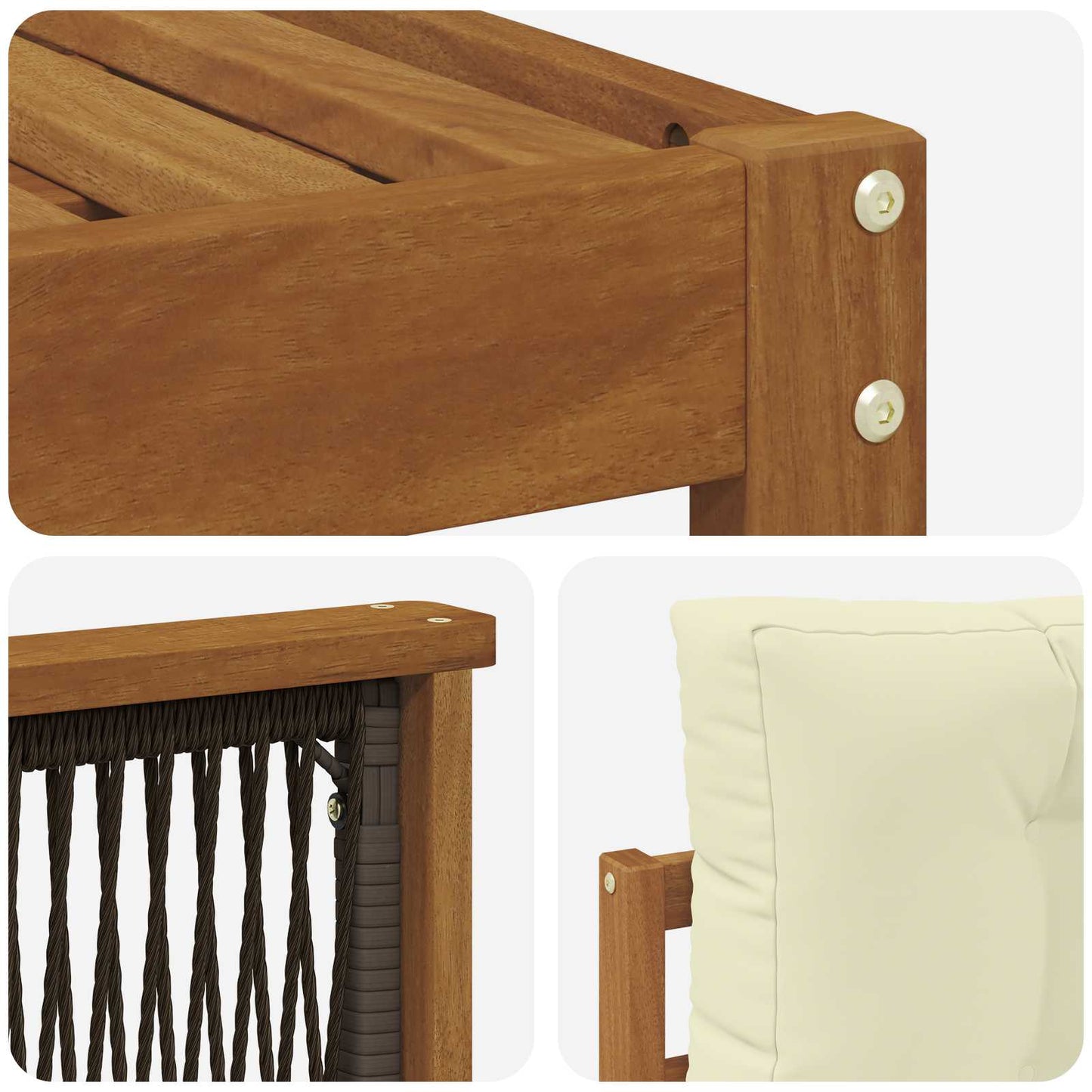 Set di divani da esterno con cuscino 6 pcs Naturale e Crema