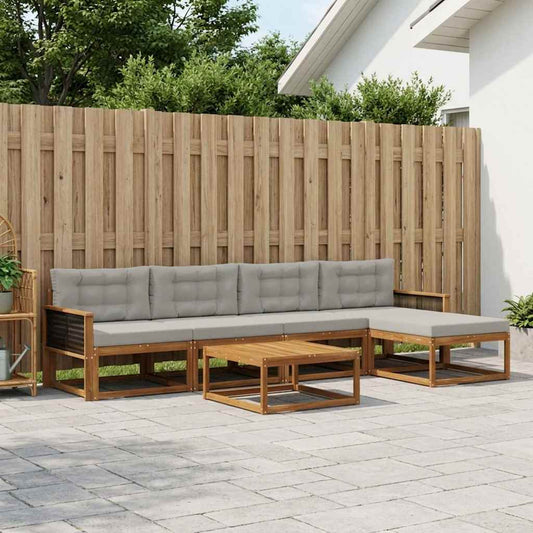 Set di divani da esterno 6 pcs Naturale e Grigio chiaro | homemem39