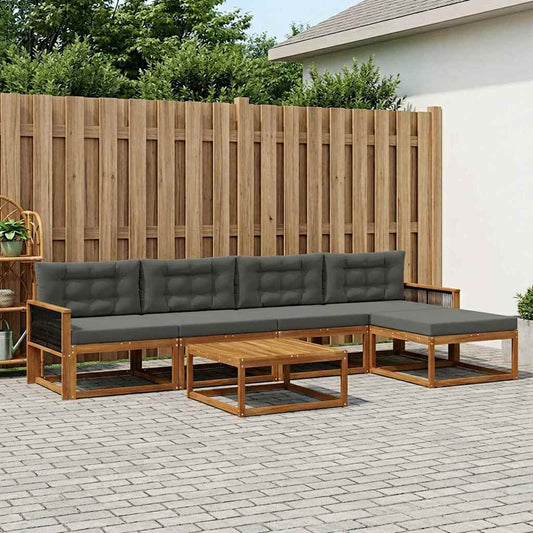 Set di divani da esterno con cuscino 6 pcs Naturale e Antracite