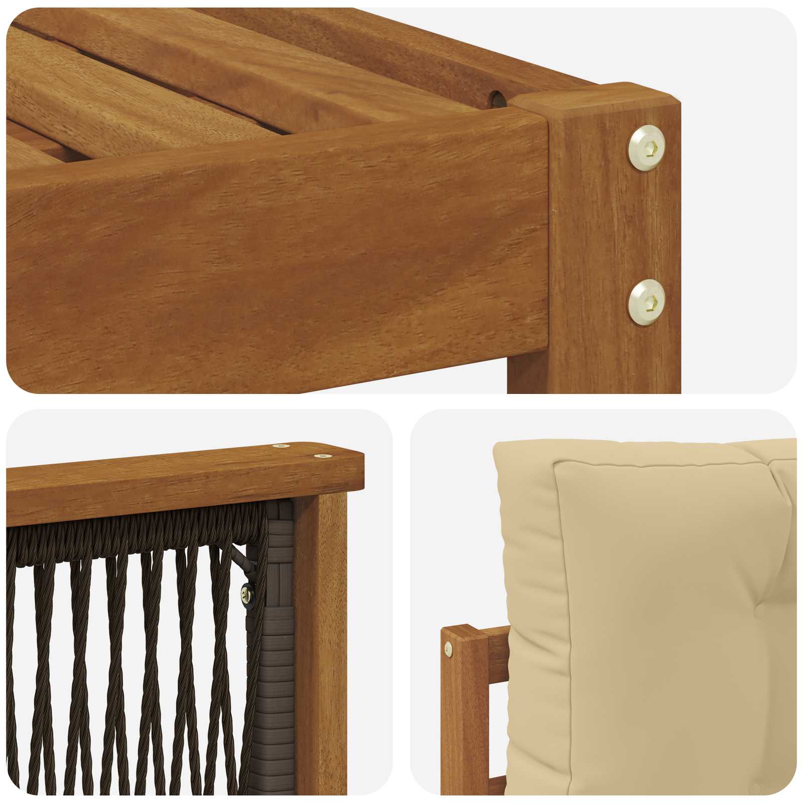 Set di divani da esterno con cuscino 6 pcs Naturale e Beige | homemem39