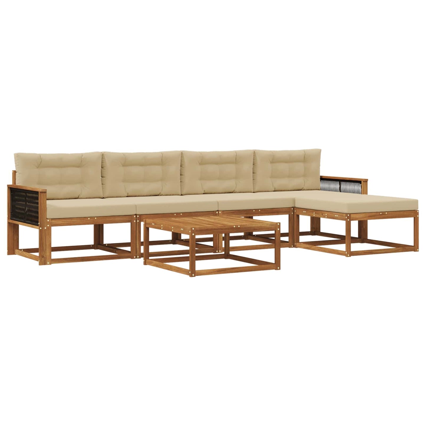 Set di divani da esterno con cuscino 6 pcs Naturale e Beige | homemem39