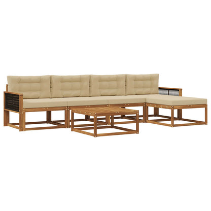 Set di divani da esterno con cuscino 6 pcs Naturale e Beige | homemem39