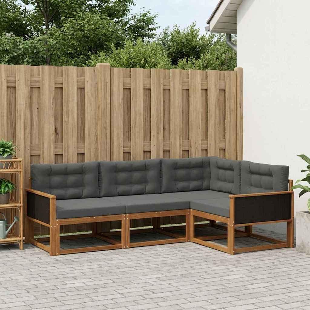 Set di divani da esterno con cuscino 4 pcs Naturale e Antracite | homemem39