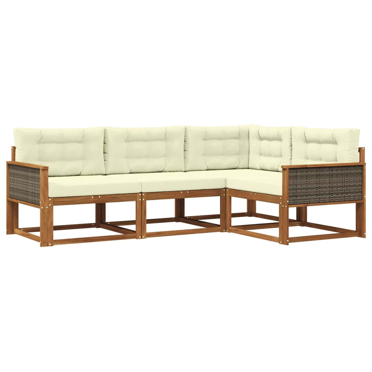Set di divani da esterno con cuscino 4 pcs Naturale e Crema | homemem39