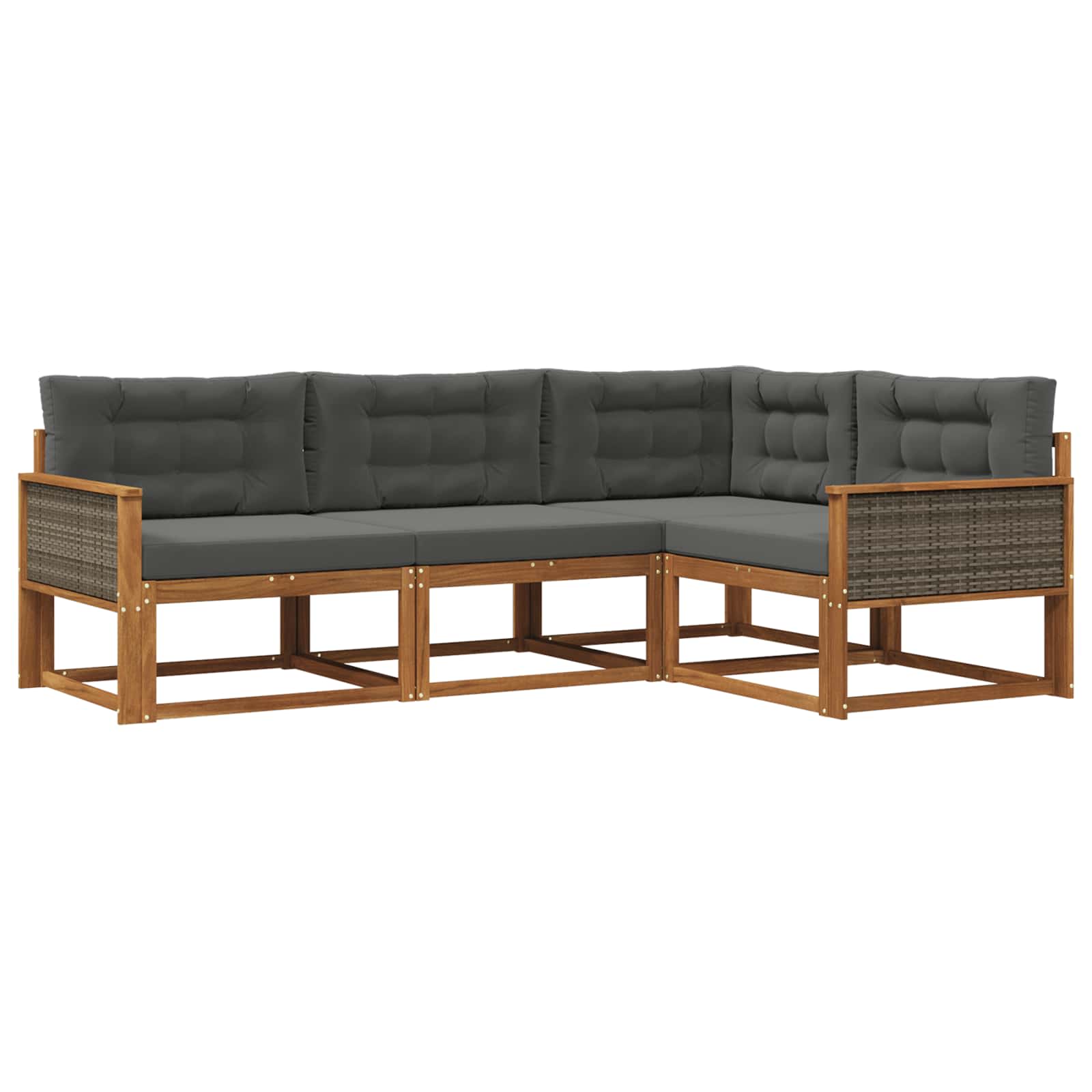 Set di divani da esterno con cuscino 4 pcs Naturale e Antracite | homemem39