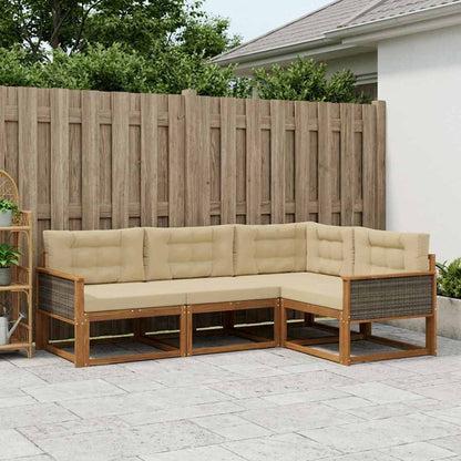 Set di divani da esterno con cuscino 4 pcs Naturale e Beige | homemem39