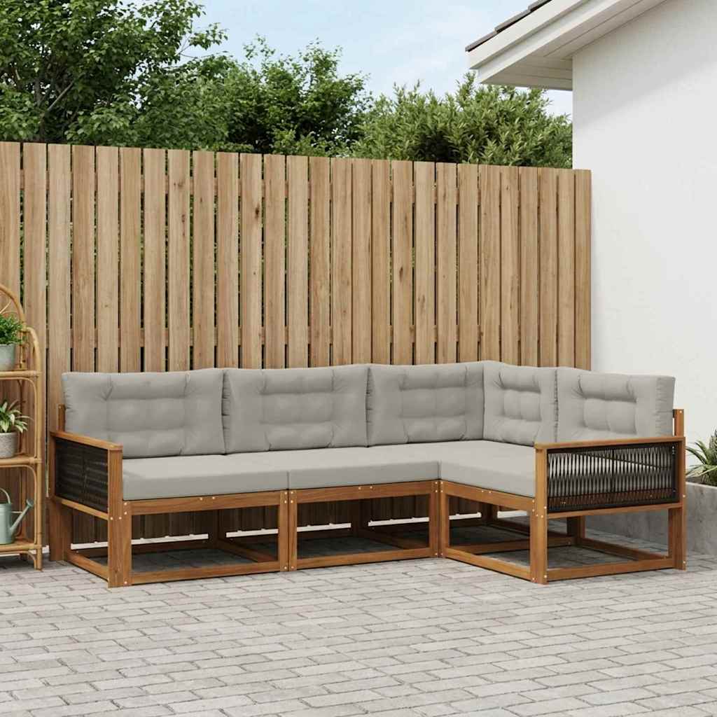 Set di divani da esterno 4 pcs Naturale e Grigio chiaro | homemem39