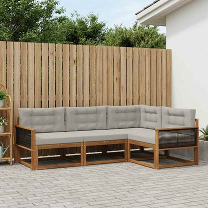 Set di divani da esterno 4 pcs Naturale e Grigio chiaro | homemem39