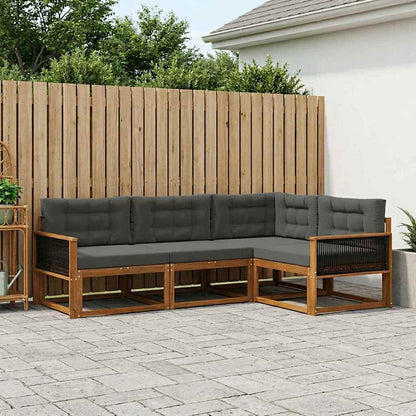 Set di divani da esterno con cuscino 4 pcs Naturale e Antracite | homemem39