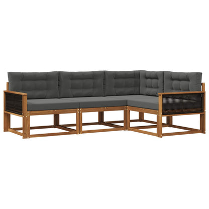 Set di divani da esterno con cuscino 4 pcs Naturale e Antracite | homemem39