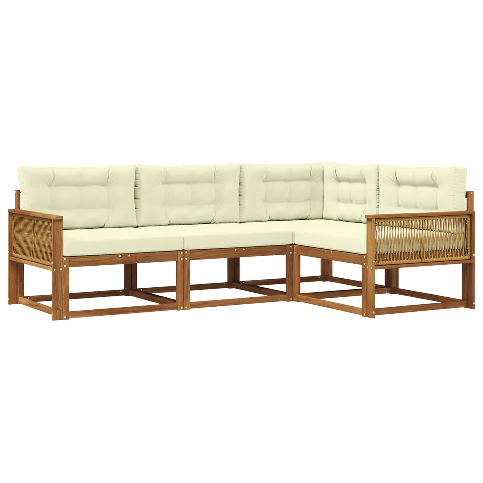 Set di divani da esterno con cuscino 4 pcs Naturale e Crema | homemem39