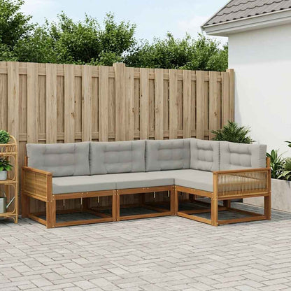 Set di divani da esterno 4 pcs Naturale e Grigio chiaro | homemem39