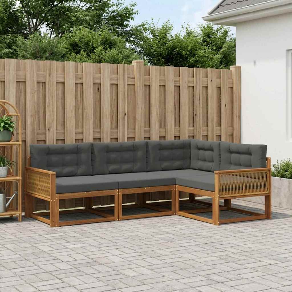 Set di divani da esterno con cuscino 4 pcs Naturale e Antracite