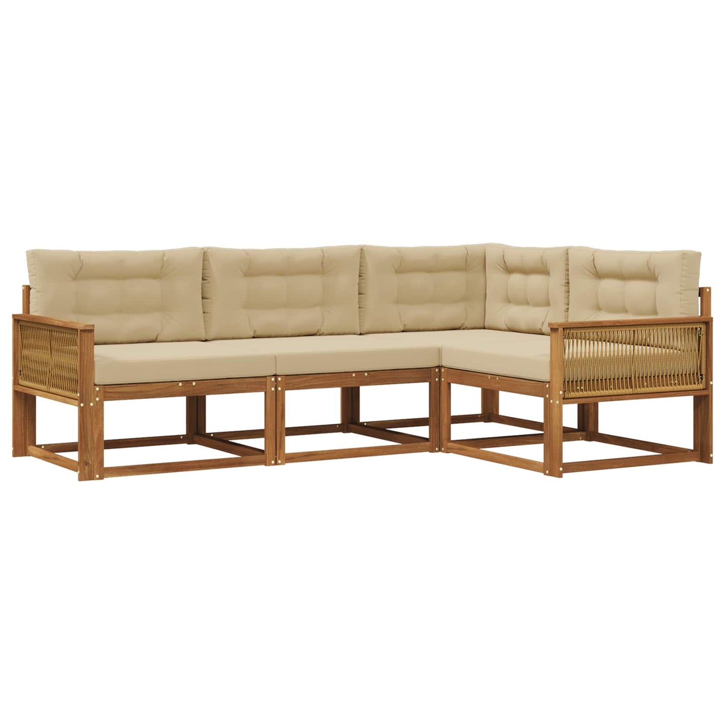 Set di divani da esterno con cuscino 4 pcs Naturale e Beige | homemem39