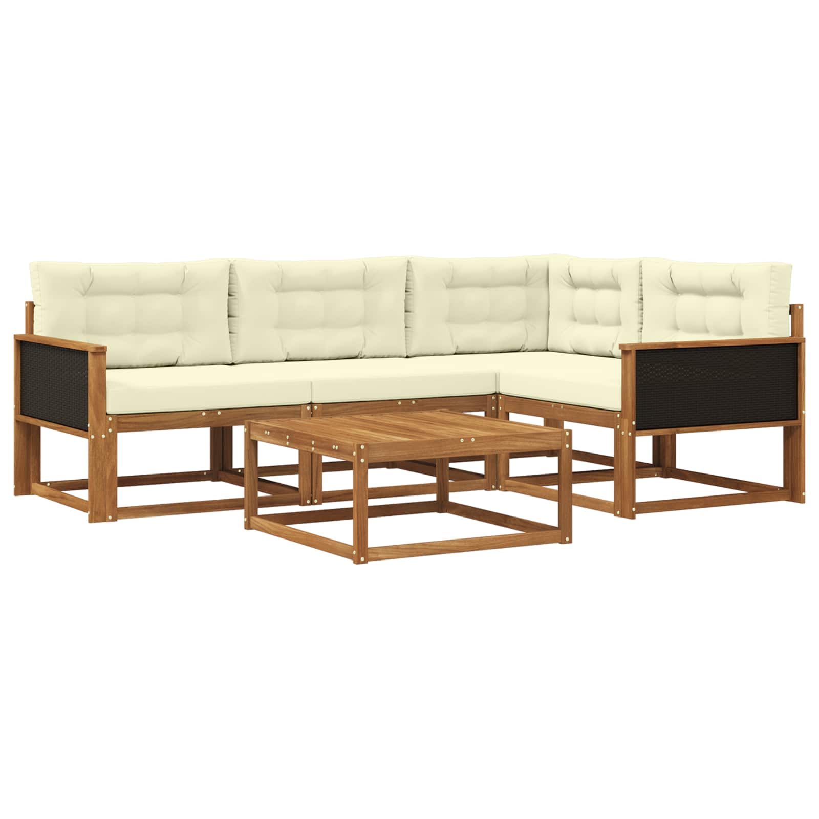 Set di divani da esterno con cuscino 5 pcs Naturale e Crema | homemem39
