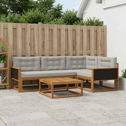 Set di divani da esterno 5 pcs Naturale e Grigio chiaro | homemem39