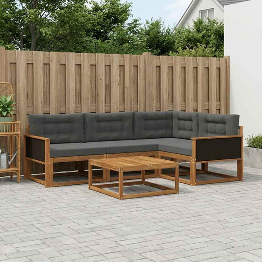Set di divani da esterno con cuscino 5 pcs Naturale e Antracite | homemem39