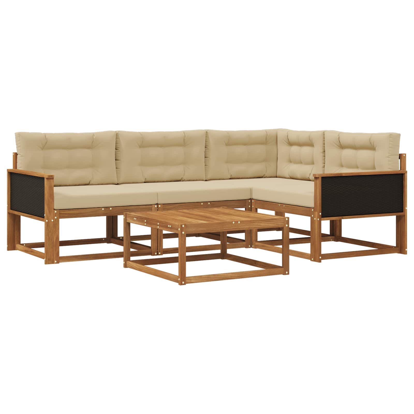 Set di divani da esterno con cuscino 5 pcs Naturale e Beige | homemem39