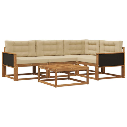 Set di divani da esterno con cuscino 5 pcs Naturale e Beige | homemem39